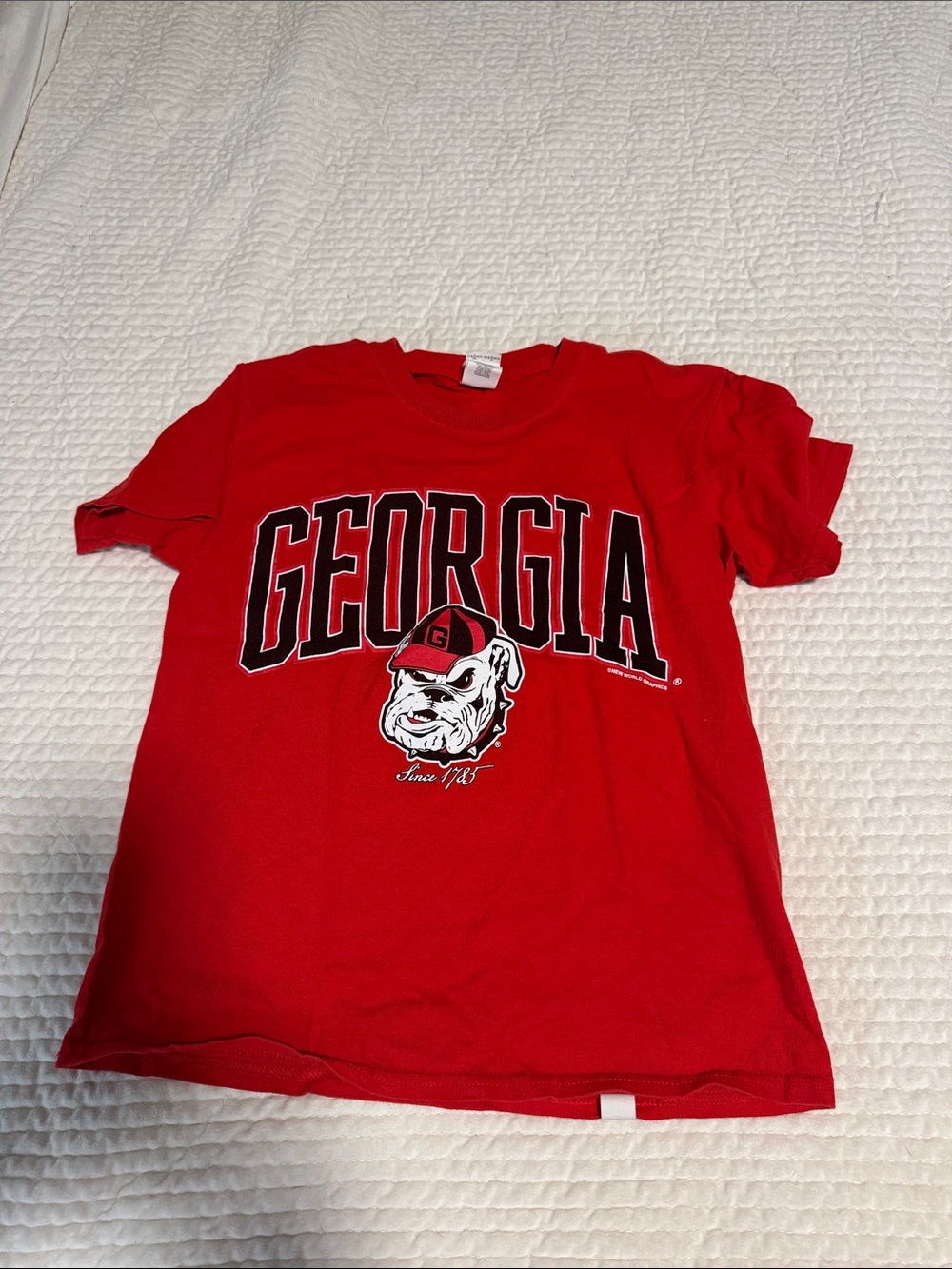 Gildan Red Georgia Bulldogs Kids Tee with Mascot Graphic